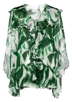 Costarellos Elowyn floral-print silk blouse - Green