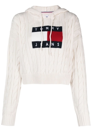 Tommy Jeans logo-embroidery cable-knit jumper - White