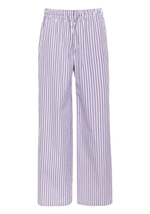 Palm Angels logo-tag striped straight trousers - Purple