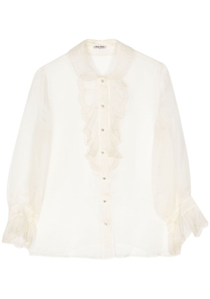 Miu Miu Pre-Owned broderie anglaise silk shirt - Neutrals