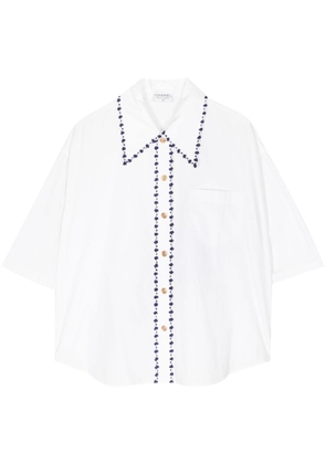 CHANEL Pre-Owned 2000s crochet-trim cotton shirt - White