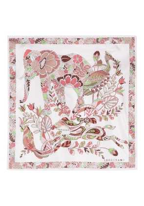 Longchamp Forêt 50 floral-print silk scarf - Pink