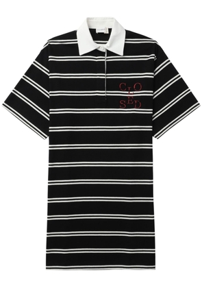 Closed striped cotton polo dress - Black