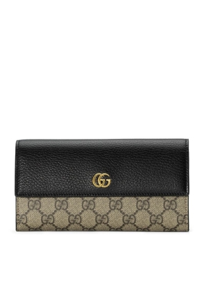 Gucci Leather-Canvas Gg Marmont Continental Wallet