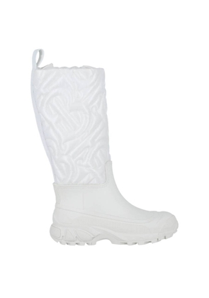 Burberry Optic White Rotherfield Quilted Monogram Rain Boots