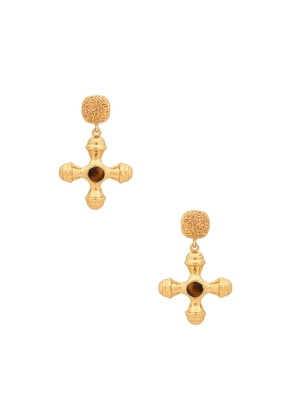 AUREUM Aurora Earrings in Gold & Tiger Eye  - Metallic Gold. Size all.