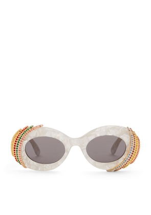Loewe X Paula'S Ibiza Crystal Pavé Oval Sunglasses