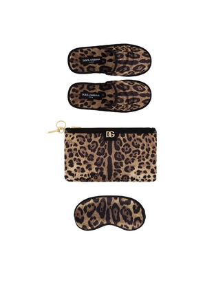 Dolce & Gabbana Casa Leopard Slippers And Sleep Mask Travel Set