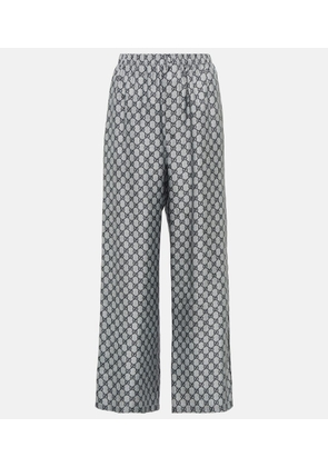Gucci GG silk twill wide-leg pants