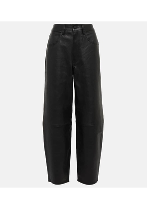 Frame High-rise wide-leg leather pants