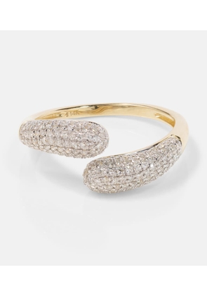Stone and Strand Hug 14kt gold ring with diamonds