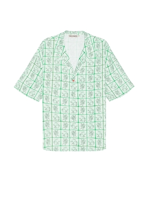 SIEDRES Colton Resort Collar Short Sleeve Shirt in Green - Green. Size M (also in L, S).