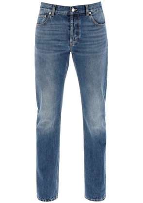 Alexander Mcqueen straight leg jeans with faux pocket on the back. - 48 Blue