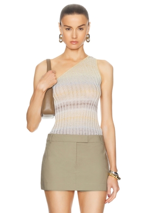 Missoni One Shoulder Top in Multicolor With Beige & Silver Shades - Tan. Size 40 (also in 36, 38, 42).