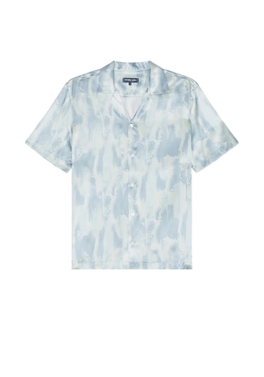 Frescobol Carioca Roberto Seascape Print Silk Shirt in Seafoam - Baby Blue. Size L (also in M, S, XL/1X).