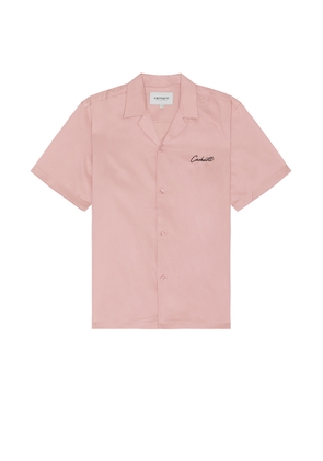 Carhartt WIP Short Sleeve Delray Shirt in Glassy Pink & Black - Blush. Size L (also in M, XL/1X).