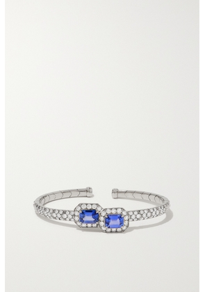 Sabbadini - Titanium, Sapphire And Diamond Bangle - Blue - One size
