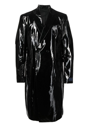 Raf Simons double-breasted glossy coat - Black