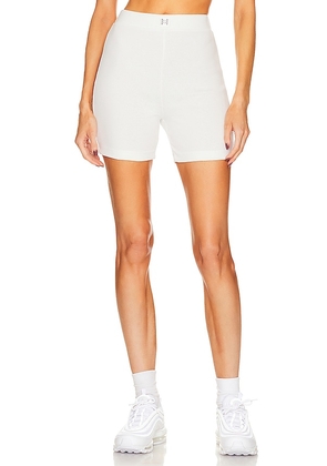 Helsa Organic Heavy Rib Biker Shorts in White. Size S.