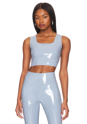 Commando Faux Patent Leather Crop Top in Baby Blue. Size XS.