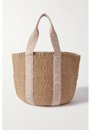 Chloé - Woody Large Leather-trimmed Raffia Tote - Neutrals - One size