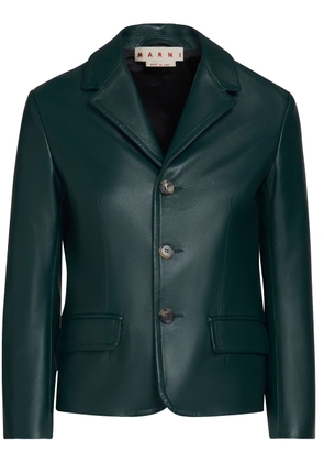 Marni single-breasted leather blazer - Green