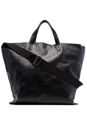 Jil Sander logo-debossed leather tote bag - Black