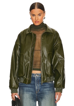 CULTNAKED Peridot Lviv Faux Leather Bomber in Green. Size XS/S.
