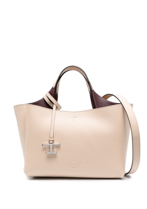 Tod's logo-plaque leather tote bag - Neutrals