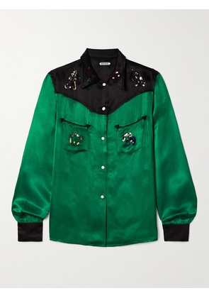 BODE - Rodeo Sequin-embellished Satin Shirt - Green - US2,US4,US6,US8,US10