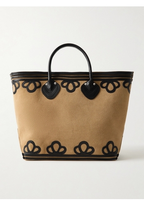 BODE - Trefoil Leather-trimmed Suede Tote - Black - One size