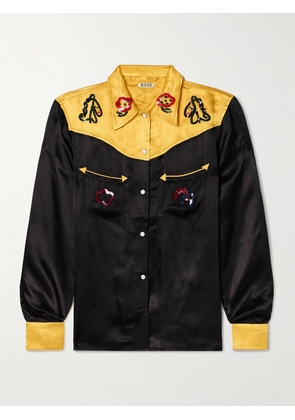 BODE - Rodeo Sequin-embellished Satin Shirt - Black - US0,US2,US4,US6,US8,US10