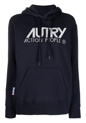 Autry logo-patch long-sleeve hoodie - Blue