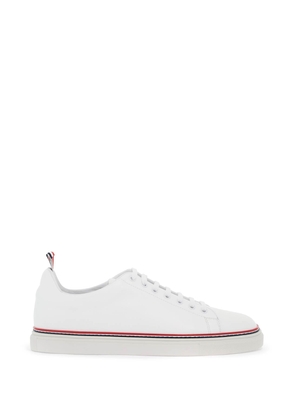 Thom Browne smooth leather sneakers with tricolor detail. - 7 White