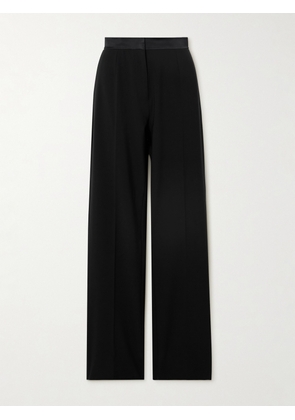 Nensi Dojaka - Satin-trimmed Crepe Wide-leg Pants - Black - x small,small,medium,large,x large