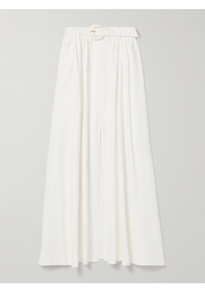 Saloni - Judi Belted Cotton-blend Poplin Maxi Skirt - White - UK 4,UK 6,UK 8,UK 10,UK 12,UK 14,UK 16