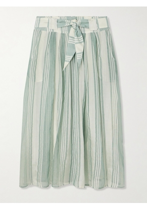 Admona - Dareen Belted Striped Gauze Skirt - Green - small,medium,large