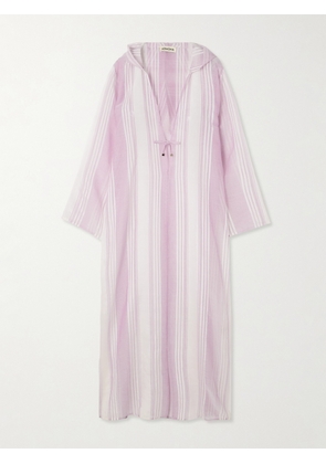 Admona - Ruhi Hooded Embellished Striped Gauze Coverup - Pink - small,medium,large