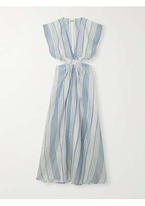 Admona - Usama Cutout Striped Mesh Maxi Dress - Blue - small,medium,large