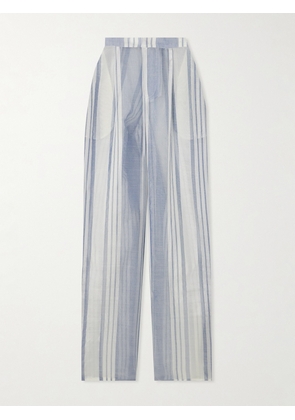 Admona - Nur Striped Gauze Straight-leg Pants - Blue - small,medium,large