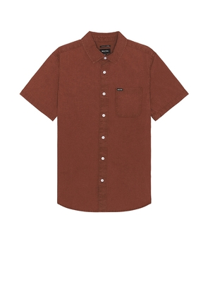 Brixton Charter Sol Wash Short Sleeve Shirt in Brown. Size M, S, XL/1X.