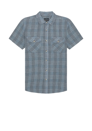 Brixton Memphis Linen Blend Short Sleeve Shirt in Blue. Size M, XL/1X.