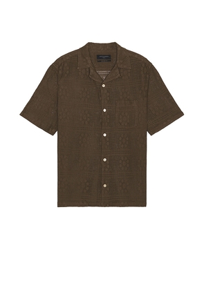 ALLSAINTS Caleta Shirt in Brown. Size M, S, XL/1X, XXL/2X.
