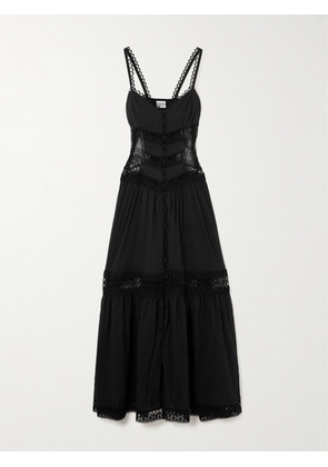 Charo Ruiz - Tiana Lace-trimmed Cotton-blend Voile Maxi Dress - Black - x small,small,medium,large,x large