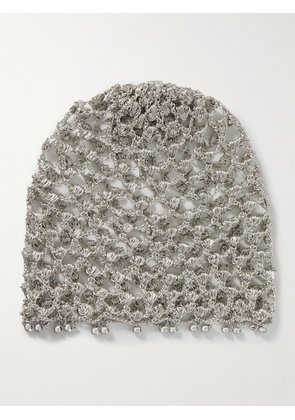 Rabanne - Crystal-embellished Metallic Crocheted Headpiece - Silver - One size