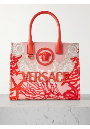 Versace - Embellished Leather-trimmed Printed Canvas Tote - Red - One size