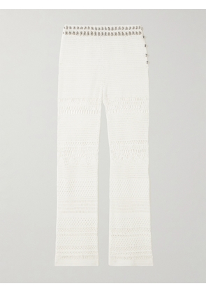 Rabanne - Embellished Crocheted Cotton Straight-leg Pants - White - x small,small,medium,large,x large