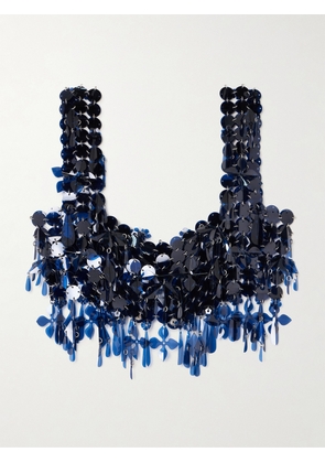Rabanne - Assemblage Cropped Sequined Top - Blue - FR34,FR36,FR38,FR40,FR42