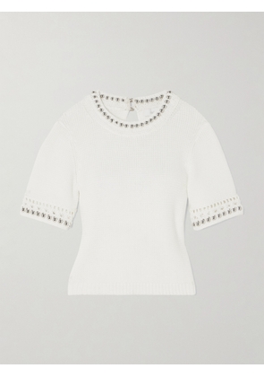 Rabanne - Cropped Embellished Crocheted Top - White - x small,small,medium,large,x large
