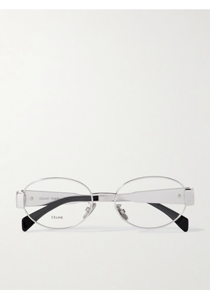 CELINE Eyewear - Triomphe Oval-frame Silver-tone Optical Glasses - One size